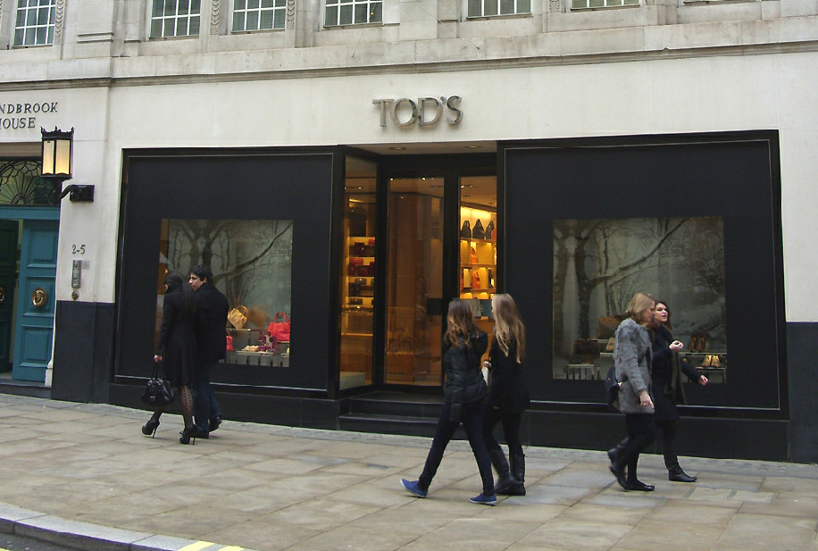 Tod's shoes shop on Old Bond Street in London's Mayfair