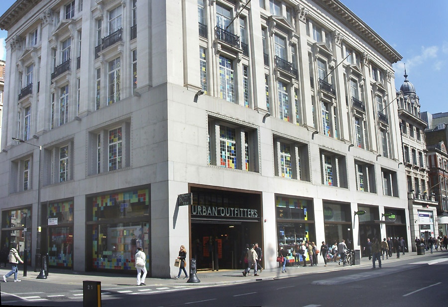 Urban Outfitters shop on London's Oxford Street, near Oxford Circus