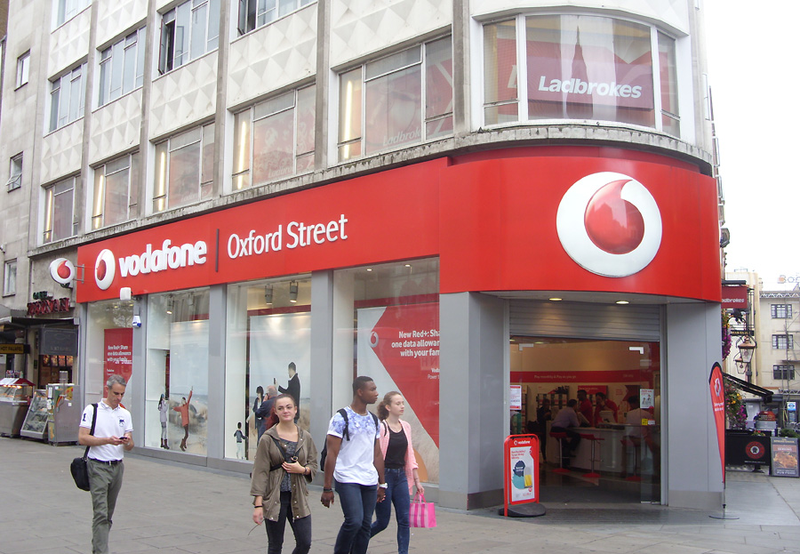 Vodafone shop on Oxford Street in London