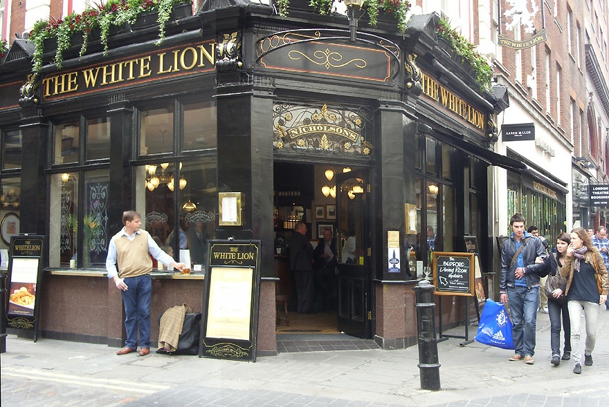 The White Lion pub on corner of Floral Street and James Street, near Covent Garden station