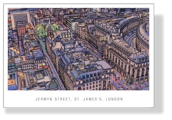 Art print view of Jermyn Street in London's St. James's