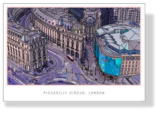 Art print view of Piccadilly Circus in London