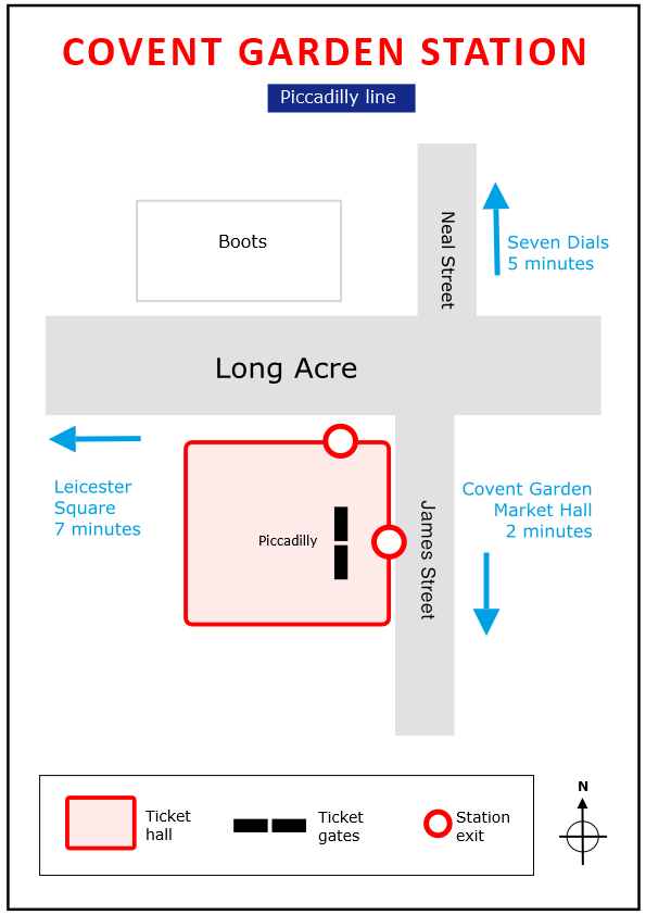 Plan of Covent Garden underground station in London
