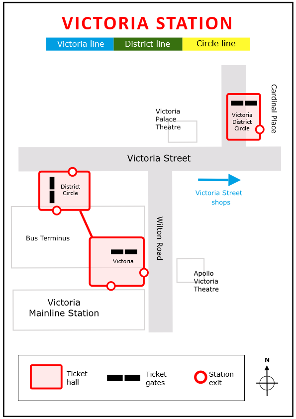 Victoria underground station exits map