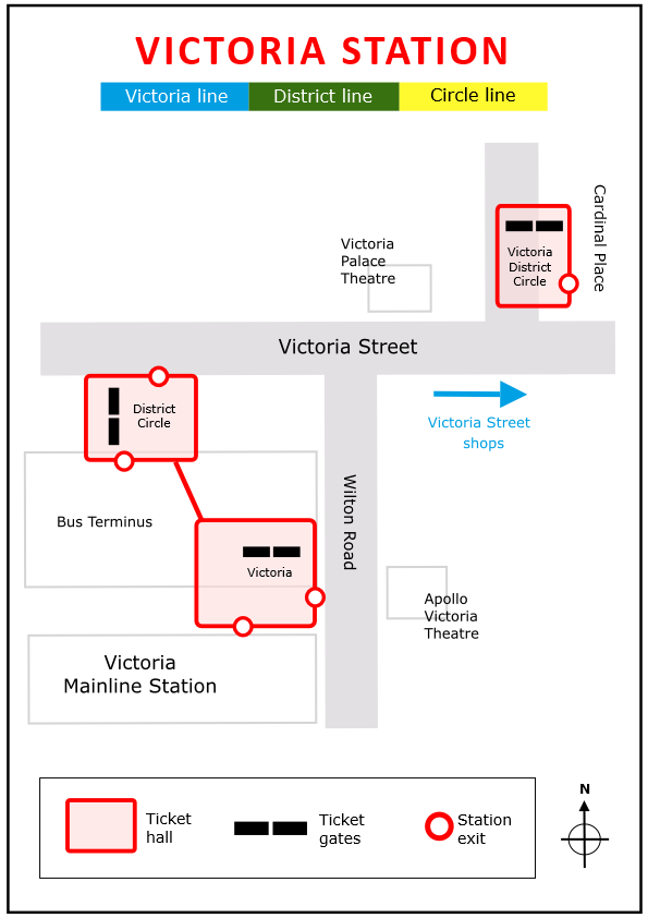 Plan of Victoria underground station in London