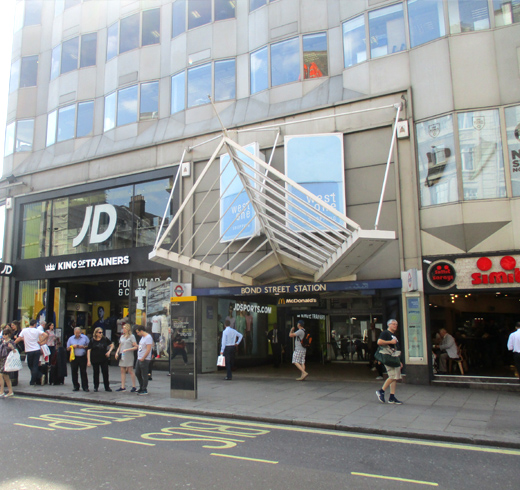 Bond Street station at the W1 shopping arcade on Oxford Street