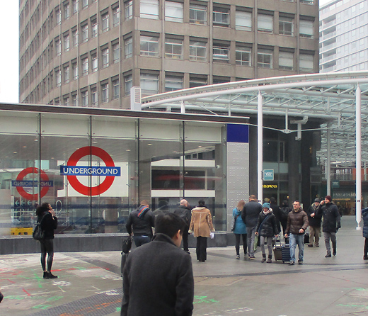 Victoria underground station exit at Cardinal Place