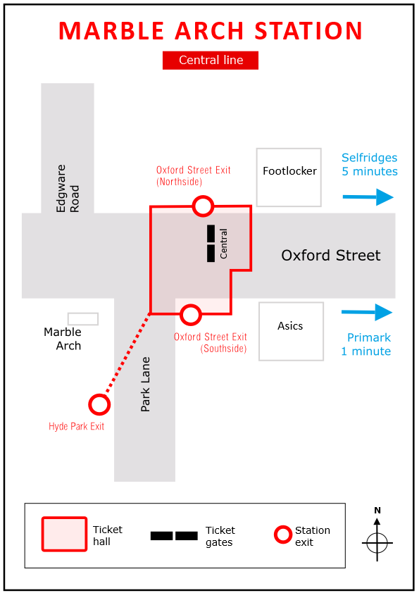 Plan of Marble Arch tube station in London